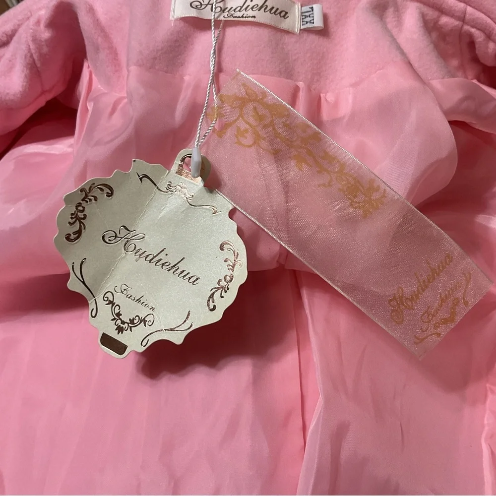 Pink Lolita 3/4 Length Coat with Lotus Blossom Collar